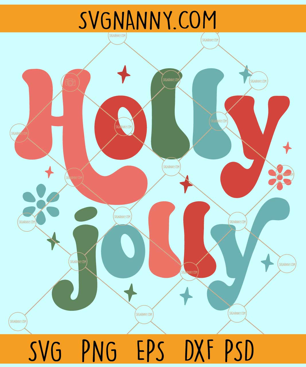 Holly Jolly retro svg