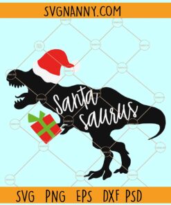 Santasaurus svg, T Rex with Santa hat SVG, Christmas dinosaur Svg