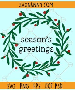 Seasons Greetings svg, round Christmas svg, Merry Christmas SVG