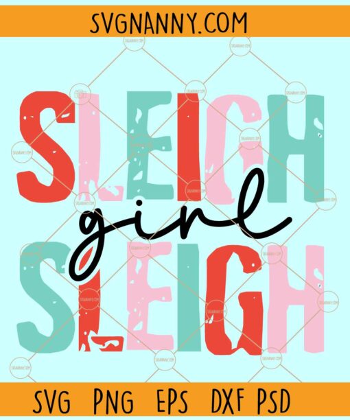 Sleigh Girl Sleigh SVG, Christmas retro SVG, Retro Christmas svg, Groovy Svg