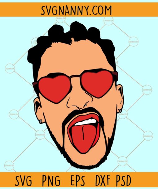 Bad Bunny Layered Svg, bunny face SVG, Yo Perreo Sola Svg, Bad bunny logo Svg