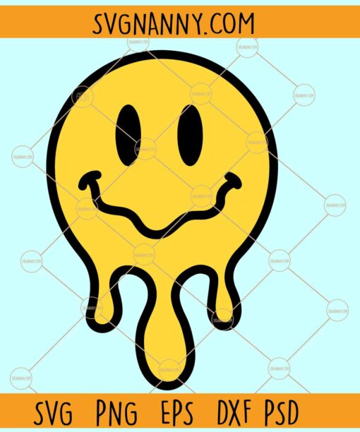 Melting Smiley SVG, melted smiley svg, Smiley Face Drip svg, Smiley face svg