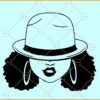 African American girl Hat Low SVG, Afro Woman Cap Low Silhouette svg, black woman svg