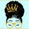 Afro puff queen with crown SVG, Afro Woman SVG, Queen Svg, Woman Svg