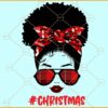 Afro woman Christmas bandana svg, Messy bun Christmas svg, Christmas bun svg