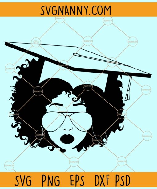 Afro woman graduation cap, Graduation svg, Afro woman graduation svg, Afro hair svg, Melanin svg