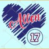 Allen 17 heart SVG, Heart SVG, Josh Allen SVG, Buffalo Bills SVG, Josh Allen 17 Stickers svg