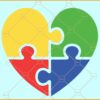 Autism heart puzzle SVG, Autism Heart SVG, Autism Puzzle Piece Svg, Autism SVG, Autism awareness svg