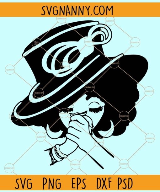 Black Lady with Hat SVG, Black Lady Praying SVG, Afro Woman  Praying SVG