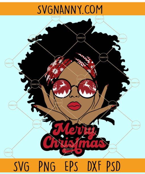 Black girl merry Christmas svg, Afro lady Christmas svg, Christmas sign svg, Christmas svg file