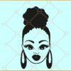 Black woman with big earrings svg, Black woman svg, Black Woman Silhouette Svg, Earrings Svg
