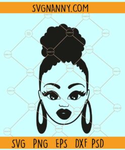 Black woman with big earrings svg, Black woman svg, Black Woman Silhouette Svg, Earrings Svg