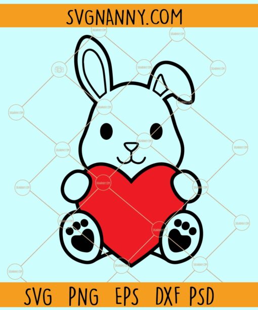 Bunny Valentine SVG, Bunny Heart SVG, Cute Baby Bunny valentine svg, Bunny Svg