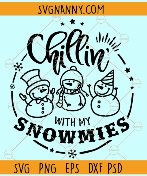 Chillin With My Snowmies SVG, Gnomes svg, Gnome Christmas svg, Merry Christmas svg