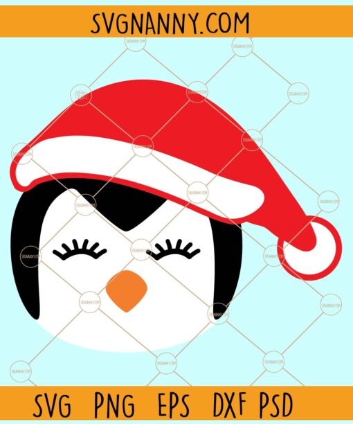 Christmas penguin with Santa hat svg, Christmas Clip Art svg, Christmas sign svg