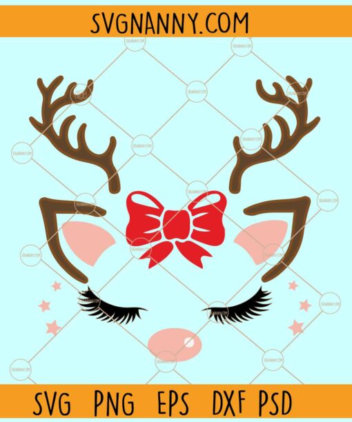 Hippie Christmas reindeer girl SVG, reindeer svg, Deer Antlers svg, Merry Christmas svg fil