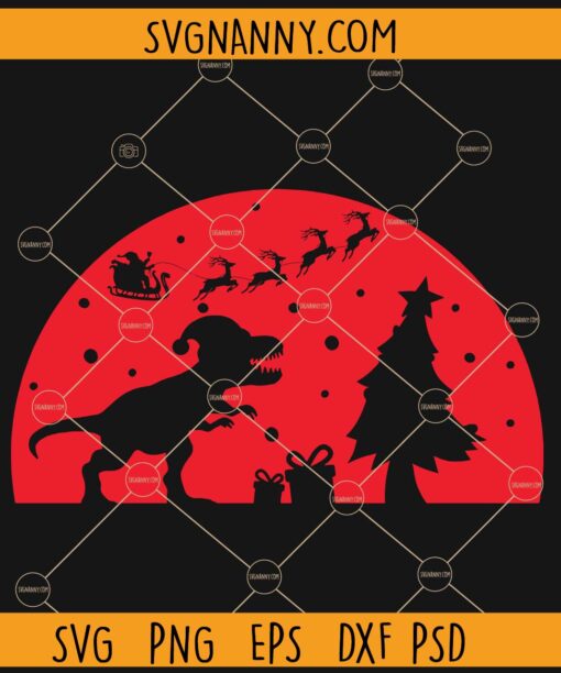 Christmasaurus Rex svg, Sleigh svg, Christmas tree svg, Christmas gifts svg