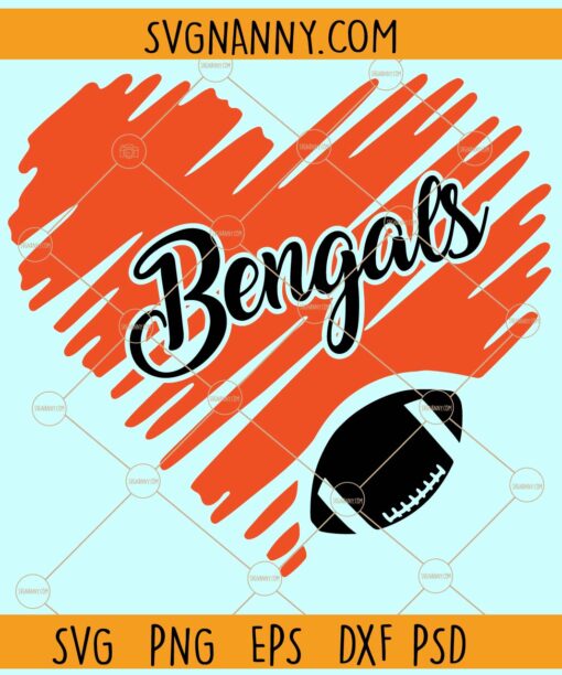 Cincinnati Bengals heart svg, Cincinnati Bengals Heart Design svg, Cincinnati Bengals Mascot Svg