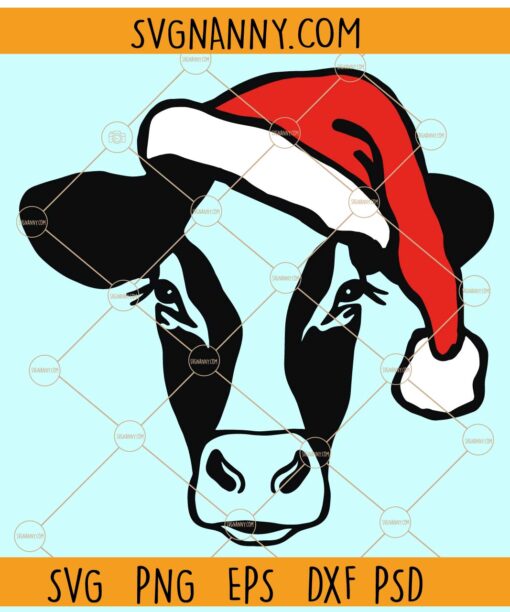 Cow with Santa hat SVG, Funny Christmas svg, Christmas sign svg