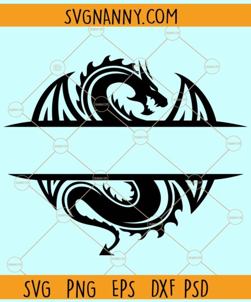 Dragon Monogram svg, Dragon name frame svg, Dragon svg, Dragon split monogram svg