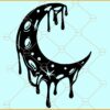 Dripping Moon SVG, Dripping Crescent Moon SVG, Moon SVG, Lunar SVG, Celestial svg