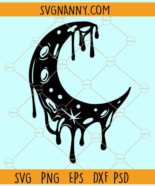 Dripping Moon SVG, Crescent Moon Dripping SVG, Crescent Moon Dripping SVG FILE