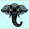 Elephant head mandala SVG, floral Elephant svg, Elephant Floral svg, Cute Elephant svg