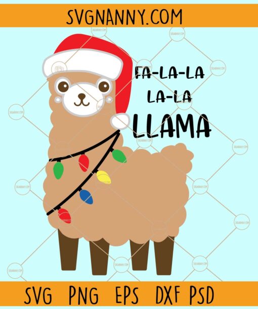 Fa la la la Llama svg, Funny Christmas svg, Christmas lights svg, Merry Christmas svg file
