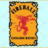 Fireball Cinnamon whisky svg, Whiskey svg, Rum svg, Fireball Whiskey Label svg