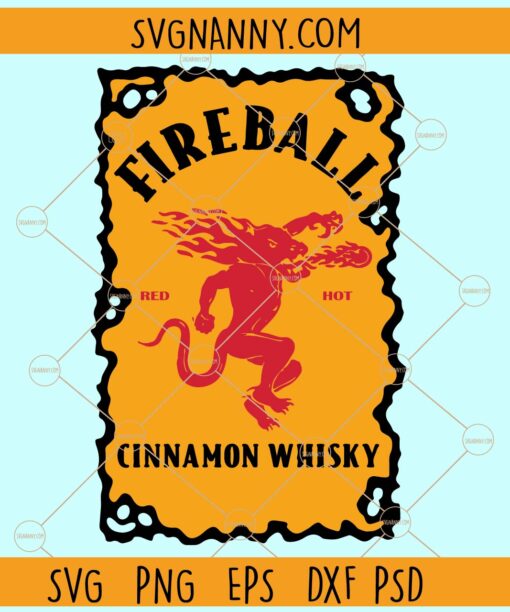 Fireball Cinnamon whisky svg, Whiskey svg, Rum svg, Fireball Whiskey Label svg