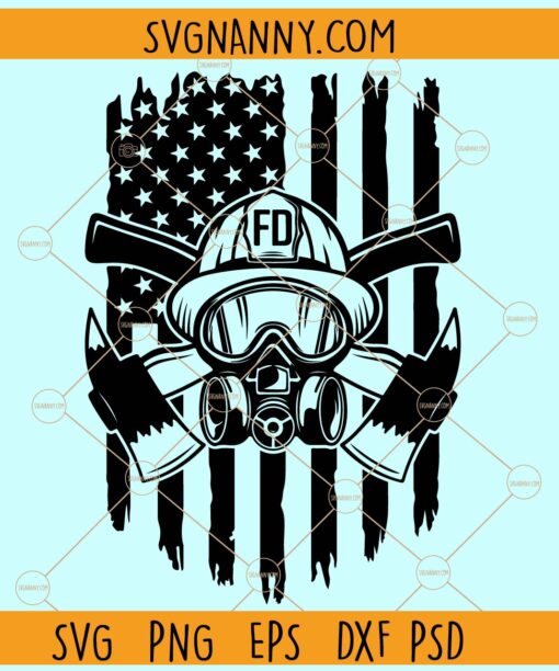 Firefighter USA Flag SVG, USA Flag SVG, Fire Department svg, Fireman svg