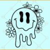 Floral Drippy Smiley SVG, Drippy Smiley Flowers svg, Drippy Smiley SVG, Melted Face svg