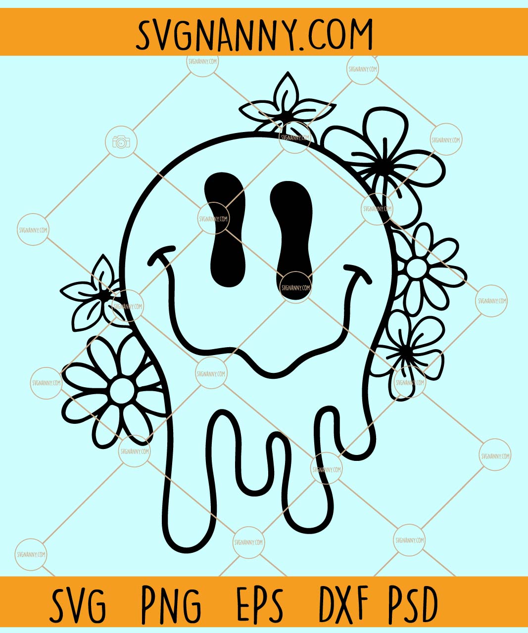 Happy Face Flower SVG PNG JPG Flower Smile Face Flower 