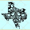 Floral Texas SVG, state map SVG, Texas map SVG, Texas mandala svg