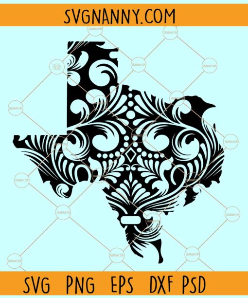 Floral Texas SVG, state map SVG, Texas map SVG, Texas mandala svg