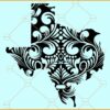 Floral Texas map SVG, Floral Texas SVG, Floral map SVG, Texas svg, Texas Map svg