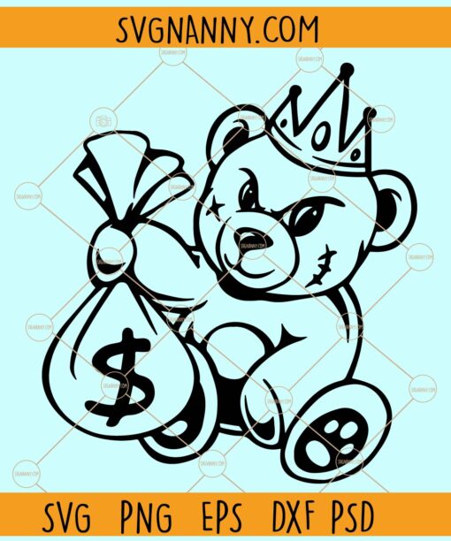 Gangster Bear SVG, Gangster Teddy Money Svg File, Teddy Bear SVG, Bear SVG, Gangster Svg