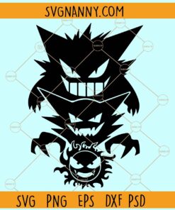 Ghostly Trio SVG, pokemon svg, Pokemon Gengar SVG, Haunter SVG, Gastly Vector SVG