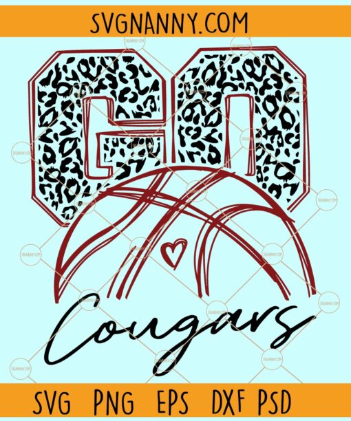 Go Cougars Basketball SVG, Go Cougars Leopard Mascot SVG, Cougars Basketball SVG