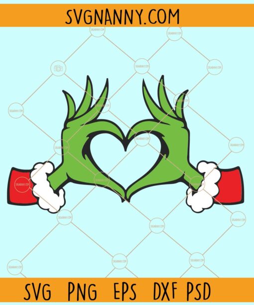 Grinch hand heart SVG, Grinchmas svg, Heart svg, Kids Christmas svg