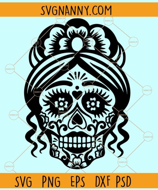 Halloween Celestial woman skull svg, Sugar Skull svg, La Muerta Clipart svg