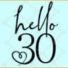 Hello Thirty Birthday SVG, 30th Birthday SVG, Chapter 30 svg, birthday svg