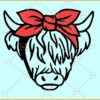 Highland cow with bandana SVG, Highland cow SVG, Cute cow svg, cow svg, Cow svg file