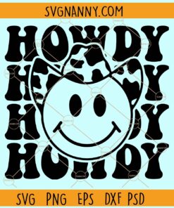 Howdy cowboy Smiley svg, Howdy Svg, Howdy Yall Svg, Cowboy Smiley Svg