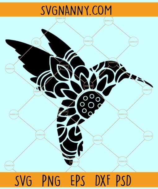 Hummingbird Mandala SVG, Hummingbird Zentangle SVG, Hummingbird Mandala Clipart SVG