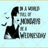 In a world full of Mondays be a Wednesday SVG, Wednesday Svg, Jenna Ortega svg