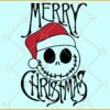 Jack Skellington Merry Christmas SVG, Jack Skellington with Santa hat svg,  Christmas svg