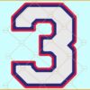 Jersy number 3 svg, Jersey numbers SVG, Sports svg, Team svg, Team name svg