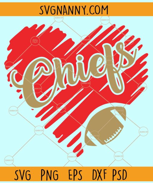 KC Chiefs Heart SVG, KC Chiefs Heart Design svg, KC Chiefs Mascot Svg