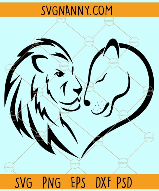 Lion and Lioness SVG, Lion and Lioness clipart svg, Wild animals clipart svg
